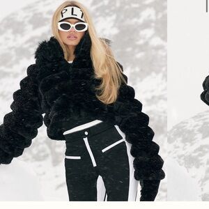 PrettyLittleThing Black Teddy Jacket Plush Oversized Style